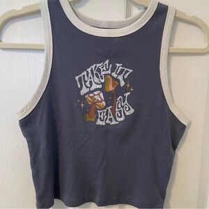 Hollister take it easy mushroom graphic tank blue with white trim size medium